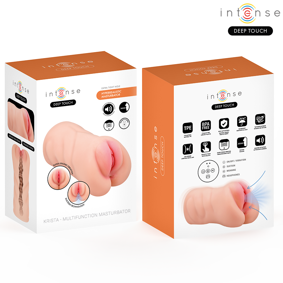 TOUCHER PROFOND INTENSE - MASTURBATEUR VAGINAL KRISTA AVEC SUCCION, VIBRATION ET EFFET VOCAL 1,2 KG