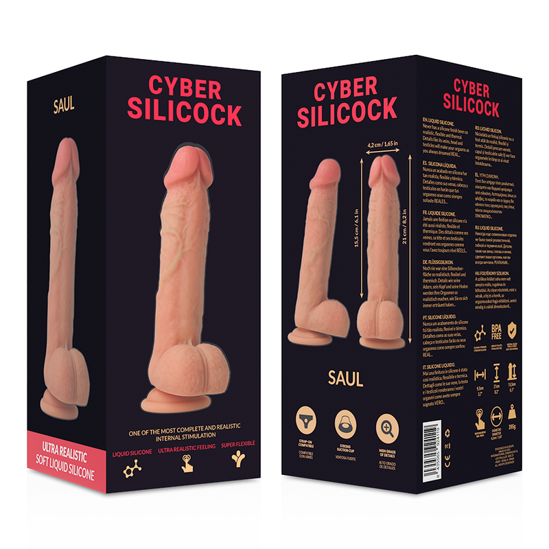 CYBER SILICOCK - GODEMICHET ANNEAU SILICONE LIQUIDE SAUL AVEC 3 ANNEAUX GRATUITS 15.5 CM -O- 4.2 CM