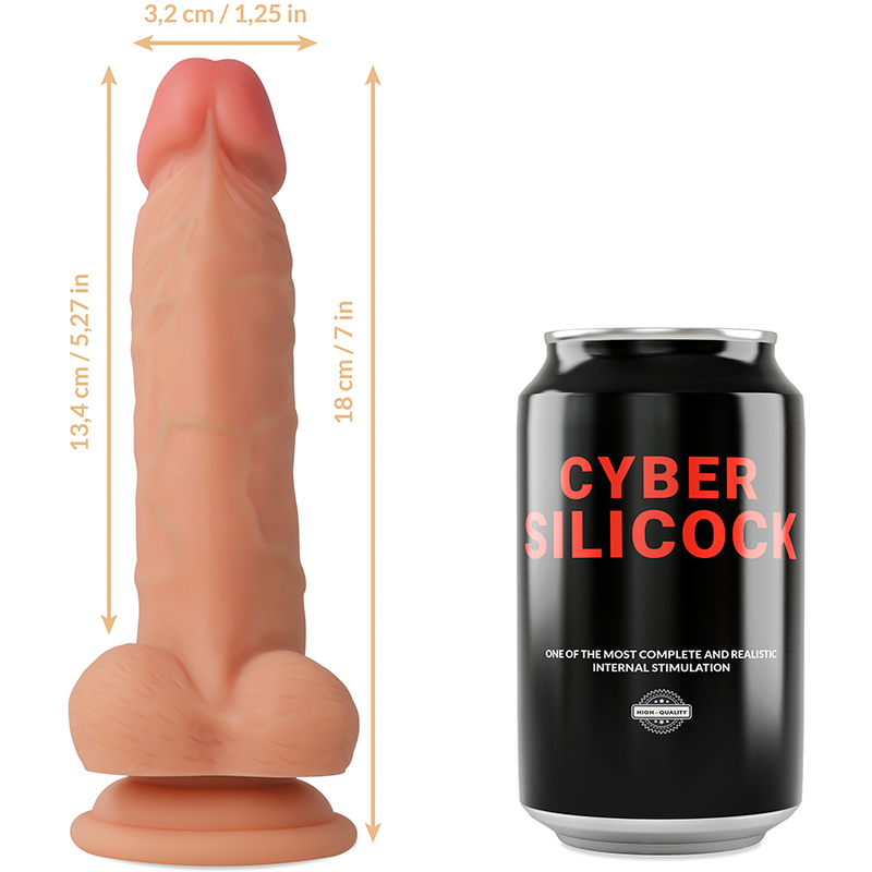 CYBER SILICOCK - GODEMICHET EN SILICONE LIQUIDE JUDE AVEC 3 ANNEAUX GRATUITS 18 CM -O- 3,2 CM