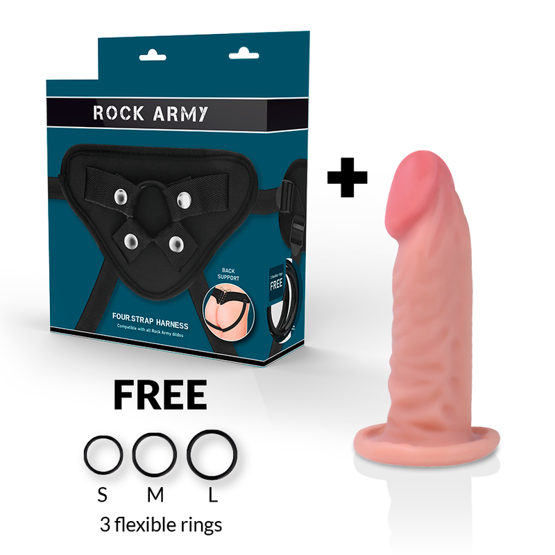 ROCKARMY - HARNAIS + GODEMICHET RÉALISTE TIGRE DOUBLE DENSITÉ 14 CM -O- 4.46 CM